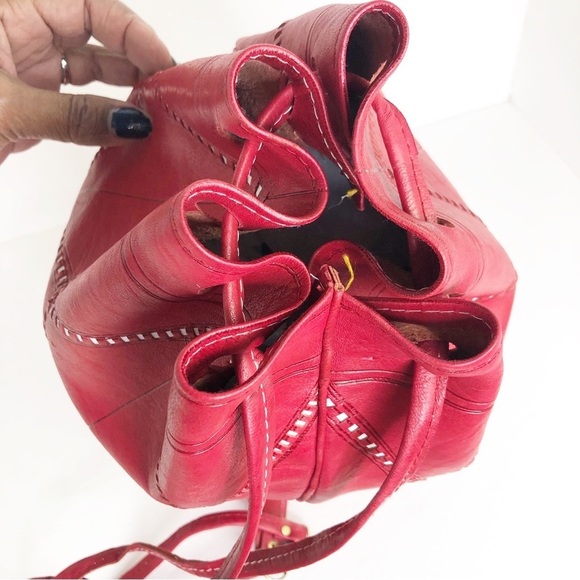 Red Leather Bohemian Backpack with Embellishments main image 7
